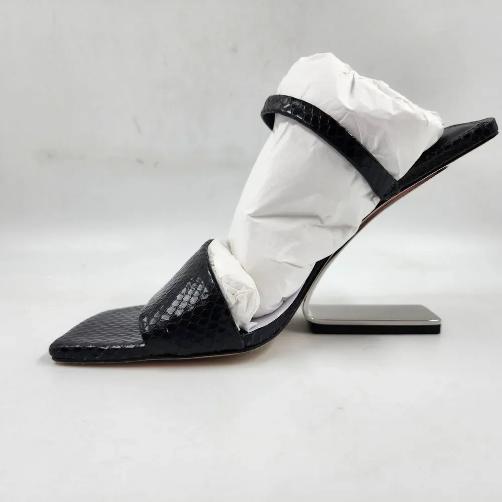 Cult Gaia Rene Cantilevered Sandals Women's 38.5 Black Iron Heel + - Picture 4 of 15